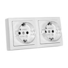 Πρίζα Σούκο Διπλή IP20 16A Λευκή Πρίζα Σούκο Διπλή IP20 16A Λευκή